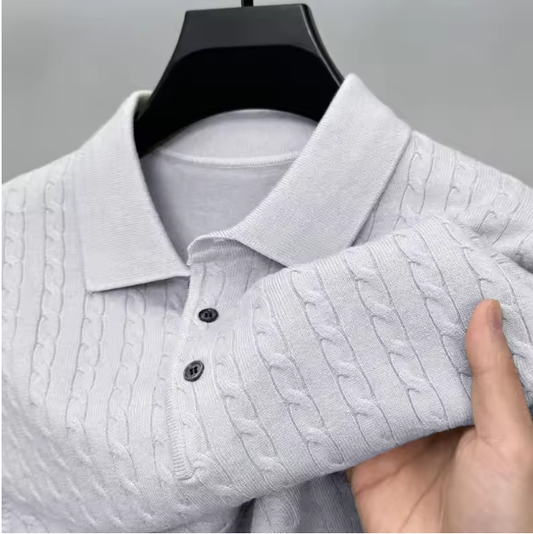 Men's Braided Sweater with Polo Collar – Free shipping
