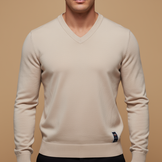 Men’s Cotton V-Neck Sweater – Casual & Smart – Free Shipping