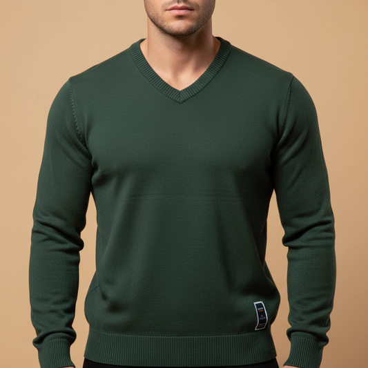 Men’s Cotton V-Neck Sweater – Casual & Smart – Free Shipping