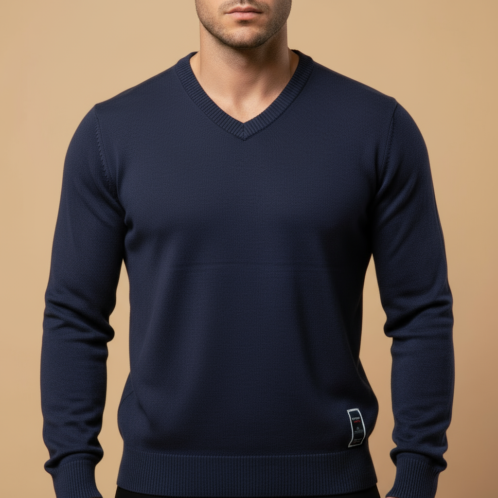 Men’s Cotton V-Neck Sweater – Casual & Smart – Free Shipping